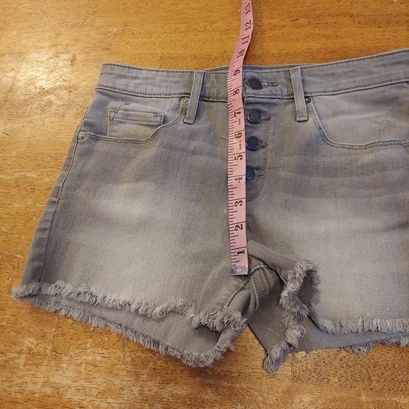 Mossimo High Rise Denim Shorts Gray Button Fly Cotton Sz 4 - Picture 6 of 8